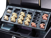 Xcase Sicherheits-Stahl-Geldkassette mit Euro-Münzzählbrett und Tragegriff Xcase Geldkassetten mit Münzbretter