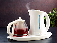 PEARL Wasserkocher WSK-150.set mit Teekanne und Warmhalteplatte PEARL Tee- & Kaffeestationen