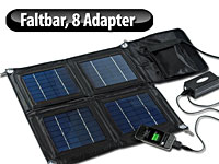 revolt Faltbares Solarpanel PHO-1500, Tasche, Powerbank & Adapter, 15W revolt Mobile Solarpanels mit USB-Anschlüssen