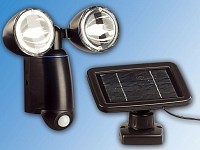 Lunartec Solar-Duo-Strahler mit PIR, 2 x 1 W, schwarz, 2er-Set Lunartec Solar-Wandstrahler mit PIR-Sensoren für außen