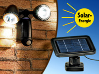 Lunartec Solar-Duo-Strahler mit PIR, 2 x 1 W, schwarz, 2er-Set Lunartec Solar-Wandstrahler mit PIR-Sensoren für außen