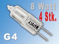 Lunartec Halogen-Stiftsockellampe G4, 12 Volt, 8 Watt, warmweiß, 4er-Pack Lunartec Halogen-Stifte G4 (warmweiß)