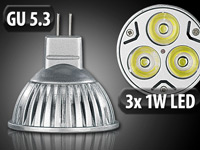 Luminea LED-Spot 3x 1W-LED, warmweiß, GU5.3, 210 lm, 4er-Set Luminea LED-Spots GU5.3 (warmweiß)