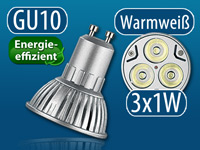 Luminea LED-Spot 3x 1W LED, GU10, warmweiß, 210 lm Luminea LED-Spots GU10 (warmweiß)