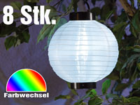 Lunartec LED-Solar-Laterne mit weißem Licht & Farbwechlser, 8er-Set Lunartec Solar Lampions