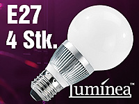 Luminea 4er-Set Energiespar-LED-Lampen mit 3 Watt, E27, warmweiß, 205 lm Luminea LED-Tropfen E27 (warmweiß)