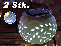 PEARL Solar-Dekoleuchten mit Farbwechsel-LED, 2er-Set PEARL Solar-Windlichter mit Farbwechsel und Dämmerungssensor