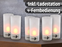 6 LED-Akku-Teelichte<br />mit Acrylgläsern, Ladestation &...