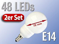 Luminea SMD-LED-Lampe Classic m. Farbwechsler, 48 LEDs, E14, 2er-Set Luminea 