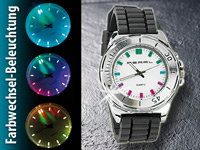 PEARL Quarz-Armbanduhr mit zauberhaftem LED-Farbspiel PEARL LED-Armbanduhren