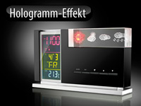 infactory Eleganter Wecker mit 3D-Hologramm-Wetterprognose infactory 3D-Hologramm-Funk-Wetterstationen
