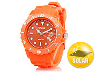 Crell SOLAR-betriebene Quarz-Uhr mit Silikonarmband, poppig-orange Crell Silikon Armbanduhren mit Solar