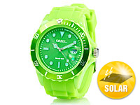 Crell SOLAR-betriebene Quarz-Uhr mit Silikonarmband, peppig-grün Crell Silikon Armbanduhren mit Solar