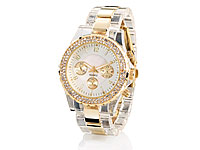Crell Elegante Quarz-Armbanduhr, transparent-gold Crell Damenuhren