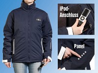 PEARL Übergangs-Jacke Navy-Blau mit Fernbedienung für iPod & iPhone Größe XL PEARL Übergangs-Jacken mit iPod- & iPhone-Fernbedienung