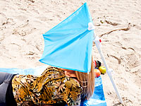 infactory Kleiner Fächer-Sonnenschirm für Strand und Garten