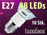 Luminea Dimmbare SMD-LED-Lampe, E27, 48 LEDs, weiß, 270 lm, 10er-Set Luminea LED-Spots E27 (tageslichtweiß)