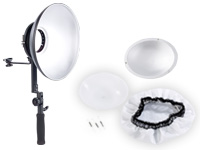 Somikon Beauty Dish mit Handgriff und Halter für Systemblitze, 30 cm Somikon Studioleuchten