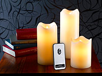 Britesta Echtwachskerzen mit LED-Flamme & Fernbedienung, 3er-Set M-XL Britesta LED-Echtwachskerzen mit beweglicher Flamme und Fernbedienung
