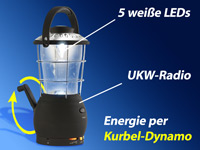 Lunartec Dynamo LED-Laterne Profi mit Radio Lunartec 
