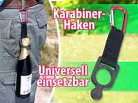 Universelle Flaschenhalterung mit Karabinerhaken für Wandern & Co. Flaschenträger