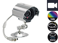 VisorTech Wetterfeste Farb-Überwachungskamera (refurbished) VisorTech Überwachungskameras (BNC-Kabel)