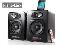 auvisio Design-Stereo-Lautsprecher mit Dock für iPod/iPhone 4/4s, black, 100 W auvisio Lautsprecherboxen mit Dock-Connector