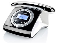 simvalley communications Retro-DECT-Schnurlostelefon mit Anrufbeantworter, schwarz simvalley communications DECT Retro Tisch-Telefone