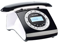 simvalley communications Retro-DECT-Schnurlostelefon mit Anrufbeantworter, schwarz simvalley communications DECT Retro Tisch-Telefone