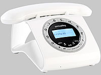 simvalley communications Retro-DECT-Schnurlostelefon mit Anrufbeantworter, weiß (refurbished) simvalley communications DECT Retro Tisch-Telefone