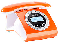 simvalley communications Retro-DECT-Schnurlostelefon mit Anrufbeantworter orange (refurbished) simvalley communications DECT Retro Tisch-Telefone