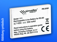 simvalley MOBILE Reserve-Akku für RX-80 "Pico V.1" & RX-80 "Pico V.2" simvalley MOBILE Scheckkartenhandys