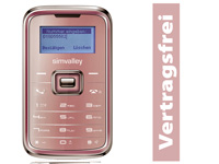 simvalley MOBILE Mini-Handy RX-180 "Pico INOX PINK" VERTRAGSFREI simvalley MOBILE Scheckkartenhandys