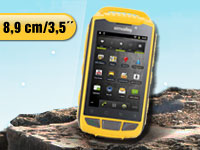 simvalley MOBILE Dual-SIM-Outdoor-Smartphone SPT-800 3G, Signalgelb (Versandrückläufer) simvalley MOBILE Android-Outdoor-Smartphones