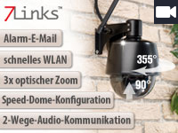 7links Speed-Dome Outdoor-IP-Kamera mit 3x opt. Zoom IPC-430.WiFi 7links Outdoor-IP-HD-Kameras mit PTZ