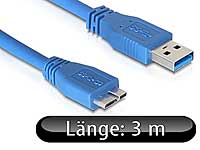 USB-3.0-Anschlusskabel, A-Stecker auf Micro-B-Stecker, 3 m Micro-USB-Kabel