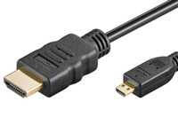 PEARL Full-HD-Adapterkabel, Micro-HDMI (D) auf HDMI (A), 2 Meter PEARL Micro-HDMI-Kabel