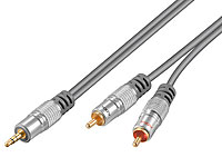 Premium Audio-Kabel, 2x Cinch Stecker auf 3,5mm Klinke Stecker, 1,5m Klinke-auf-Cinch-Audiokabel