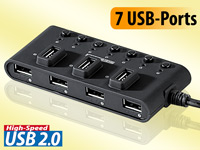 Xystec USB2.0-Hub mit 7 Ports, einzeln schaltbar Xystec USB 2.0 Hubs