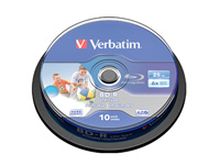 Verbatim Blu-ray Rohling LTH BD-R 25GB 1-6x, printable 10er-Spindel Verbatim Blu-Ray-Rohlinge