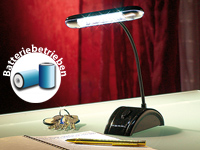 PEARL Flexible Tischlampe mit 12 LEDs, batteriebetrieben PEARL LED-Schreibtischlampe mit Schwanenhals und Batteriebetrieb