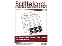 Sattleford 1800 Etiketten oval 63,5x42,3 mm für Laser/Inkjet Sattleford Drucker-Etiketten