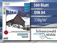 Schwarzwald Mühle 500 Blatt "Alabaster" matt 110 g/m²A4 Schwarzwald Mühle A4 Fotopapier