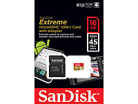 SanDisk 16 GB Extreme microSDHC-Speicherkarte, 45 MB/s, UHS-I SanDisk microSD-Speicherkarten UHS U1