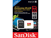 SanDisk 64 GB Extreme Plus microSDXC-Speicherkarte, 80 MB/s, UHS-I SanDisk microSD-Speicherkarte UHS U3
