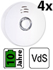 Rauchwarnmelder GS508 mit 10-Jahres-Batterie, VdS-lizenziert, 4er-Set Rauchmelder