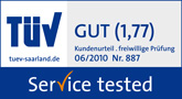 Freiwilliges Pr&uuml;fzeichen "Service tested", T&Uuml;V-Saarland