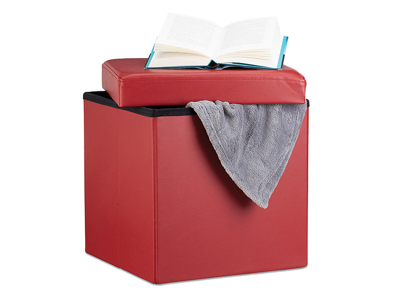 Faltbarer Sitzhocker Kunstleder dunkelrot