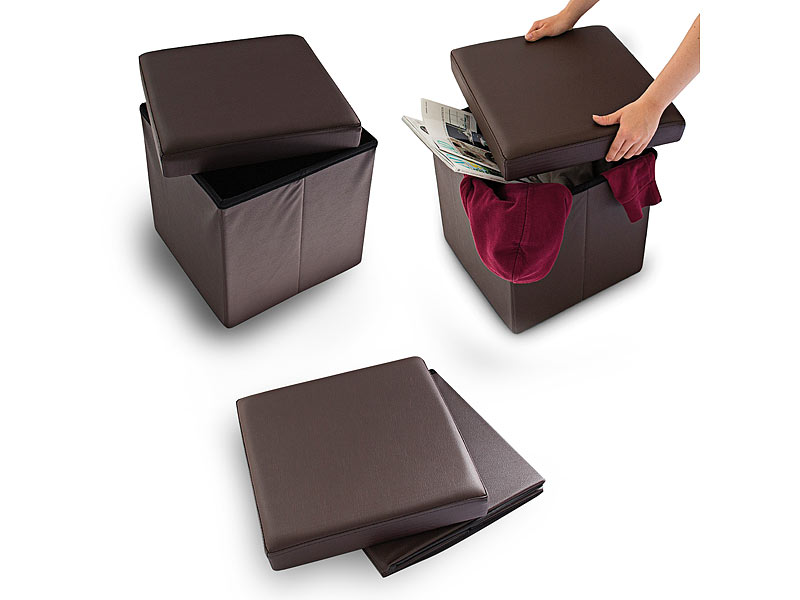 Kunstleder-Sitzhocker mit Stauraum, braun