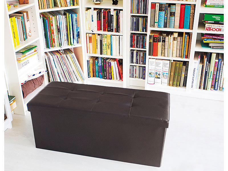 Kunstleder-Sitzbank mit Stauraum, braun